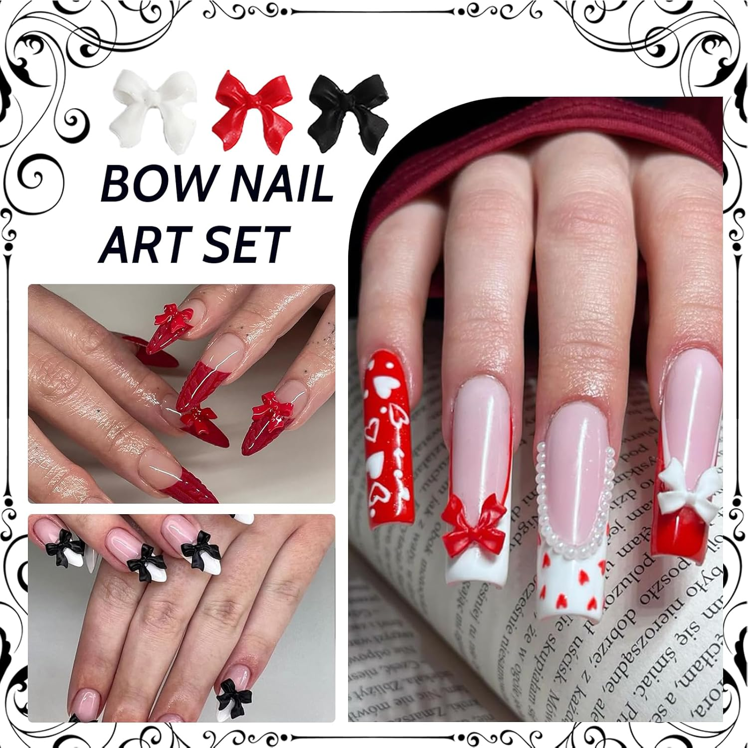 JEYORZY 1 Box Nail Art Decoration, 3D Bows Bow Knot Nail Charms, Bowknot Pearls Nail Decorations, Butterfly Nail Gems for Manicure DIY Crafts Jewellery Accessories, for Women Nail Art Charms image number 4