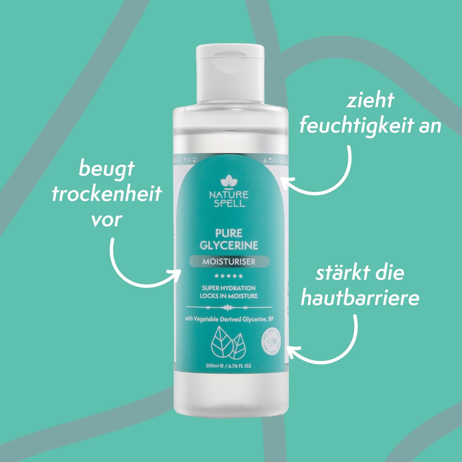 Nature Spell 100% Pure Vegetable Glycerine for Face and Body, Moisturises & Refreshes, for All Skin Types, Vegan, 200Ml image number 2