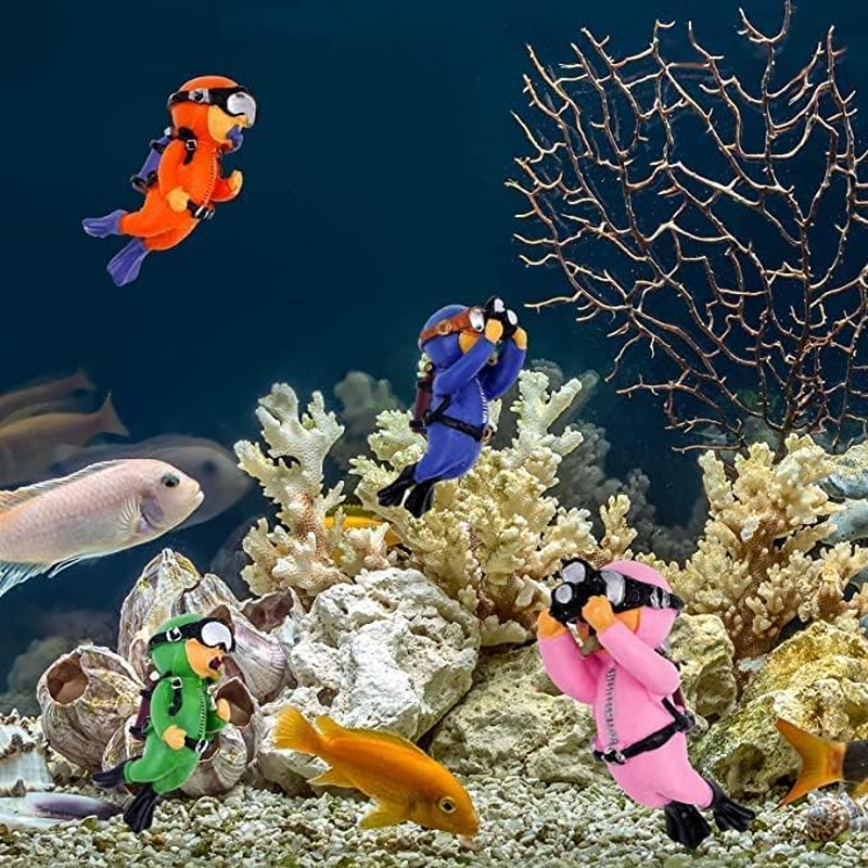 LYSAIMG 4Pcs Resin Floating Aquarium Decorations,Floating Fish Tank Decoration,Hanging Lovely Diver for Aquarium with Ball and Line,7Cm*3Cm Cute Miniature Diver,Accessories for Fish Tanks Pool image number 5