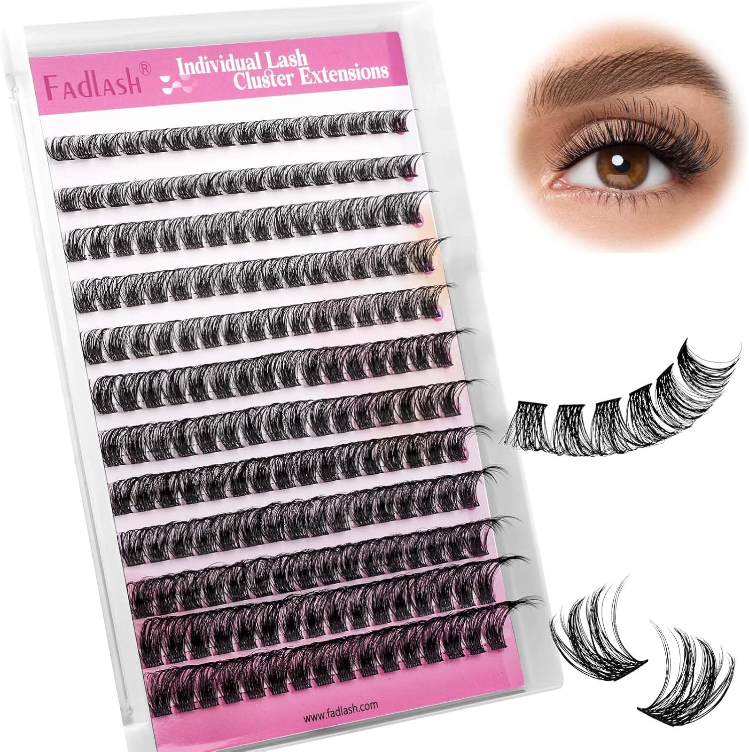 FADLASH Lash Clusters Volume Fluffy Lash Clusters 8-16Mm Waterproof Lashes Comfortable Cluster Lashes DIY Reusable Cluster Eyelash Extensions for Beginners at Home image number 5