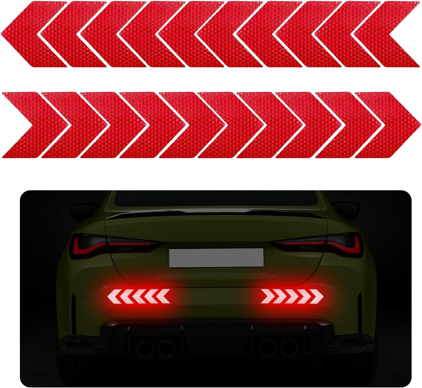 Sylvil 20 PCS Car Arrow Reflective Stickers, Waterproof Safety Warning Sign Reflective Decal, High Night Visibility Reflector Tape for Auto Trunk Rear Bumper Body, Car Accessories (Red) image number 4