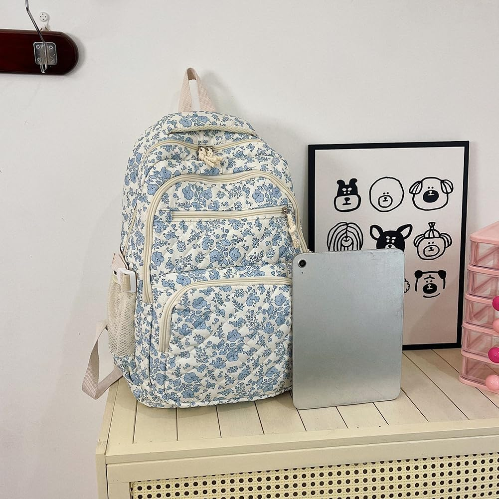 Coquette Backpack &ndash; 3-In-1 Floral Quilted Daypack Set, Aesthetic Nylon Rucksack with Crossbody Bag 2025 - Pink image number 2