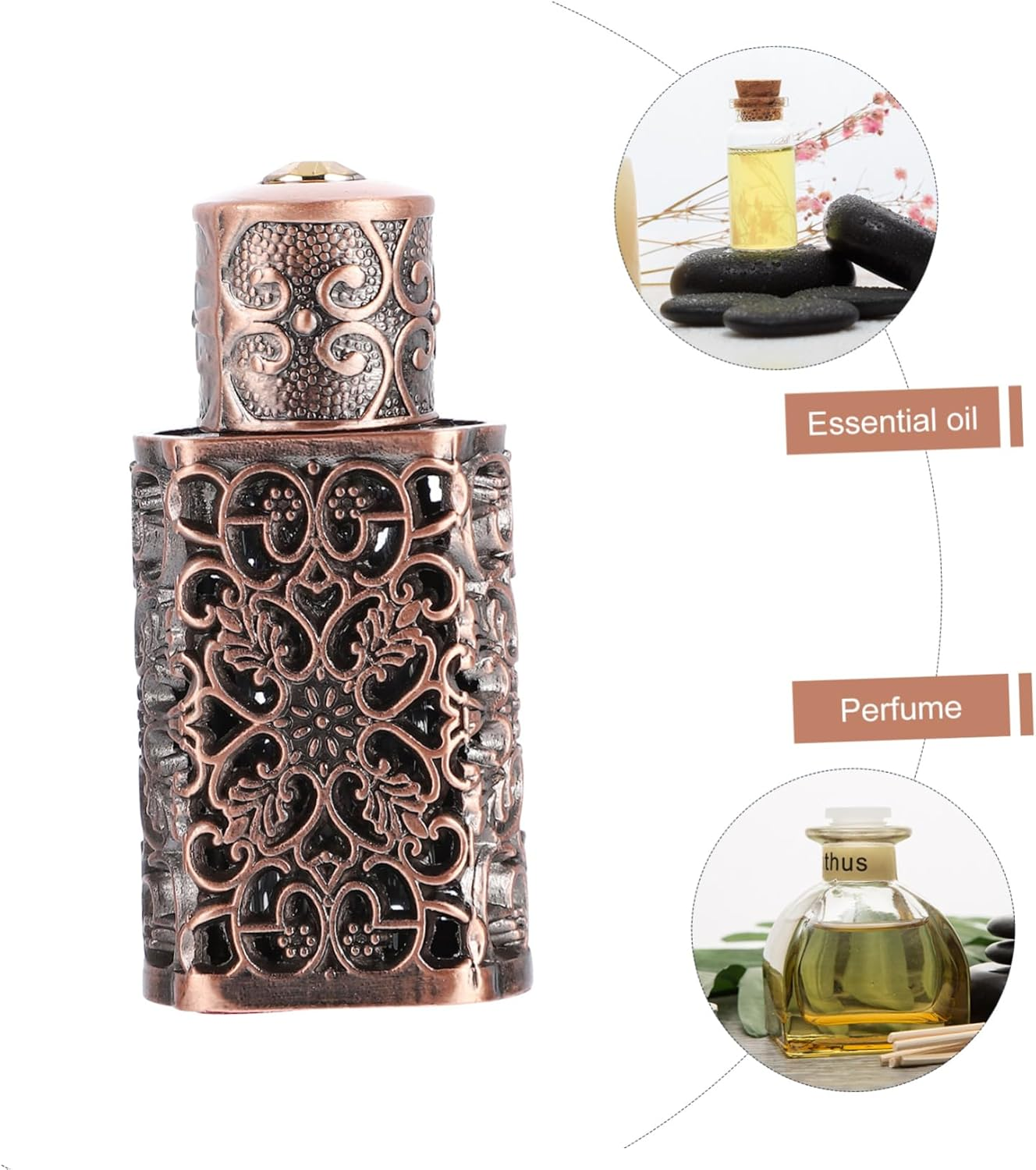 2Pcs Essential Oil Spray Bottle Engraved Hollow Flower Design Vintage Perfume Container for Travel Leak and Decorative Perfume Dispenser