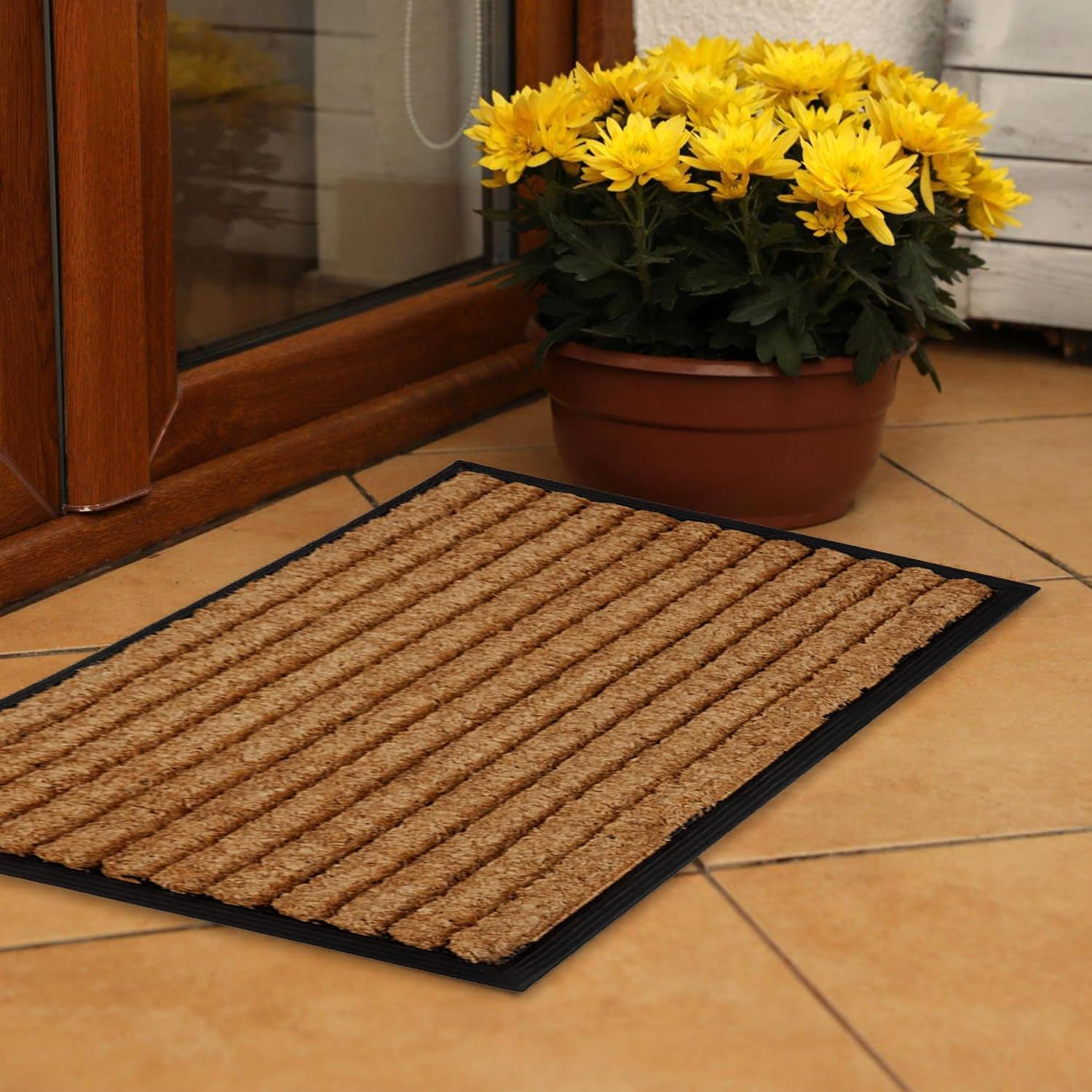 Rubber Bordered Coir Doormat Stripes | Welcome Mat | Entry Mat | (60 Cm X 90 Cm) image number 5