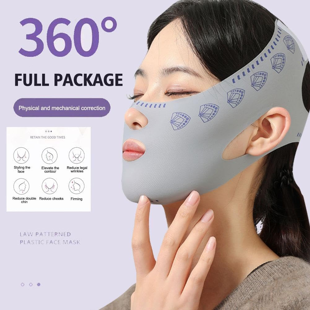 Reusable V Face Bandage Shaper Women Slimming Bandage Double up Chin Face Lift Belt Sleeping Reduce Thining - Pink image number 5