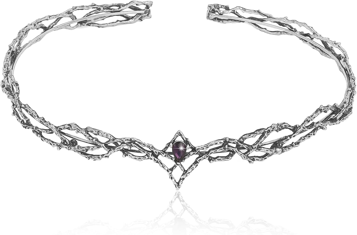 ANBALA Rhinestone Fairy Crown for Women Crystal Elf Crown Silver/Gold Circlet Costume Headwear for Men Renaissance Headpiece for Birthday Party Cosplay Halloween - Gold-1 image number 4