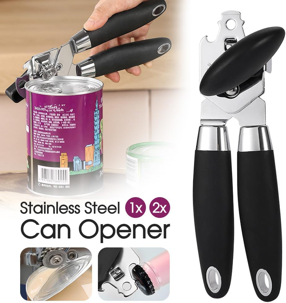 Tootoo Stainless Steel Can Opener with PP Handle - Smooth Edge Cutting, Rust-Resistant & Multi-Functional with Built-In Bottle Opener 5X7Cm (2)