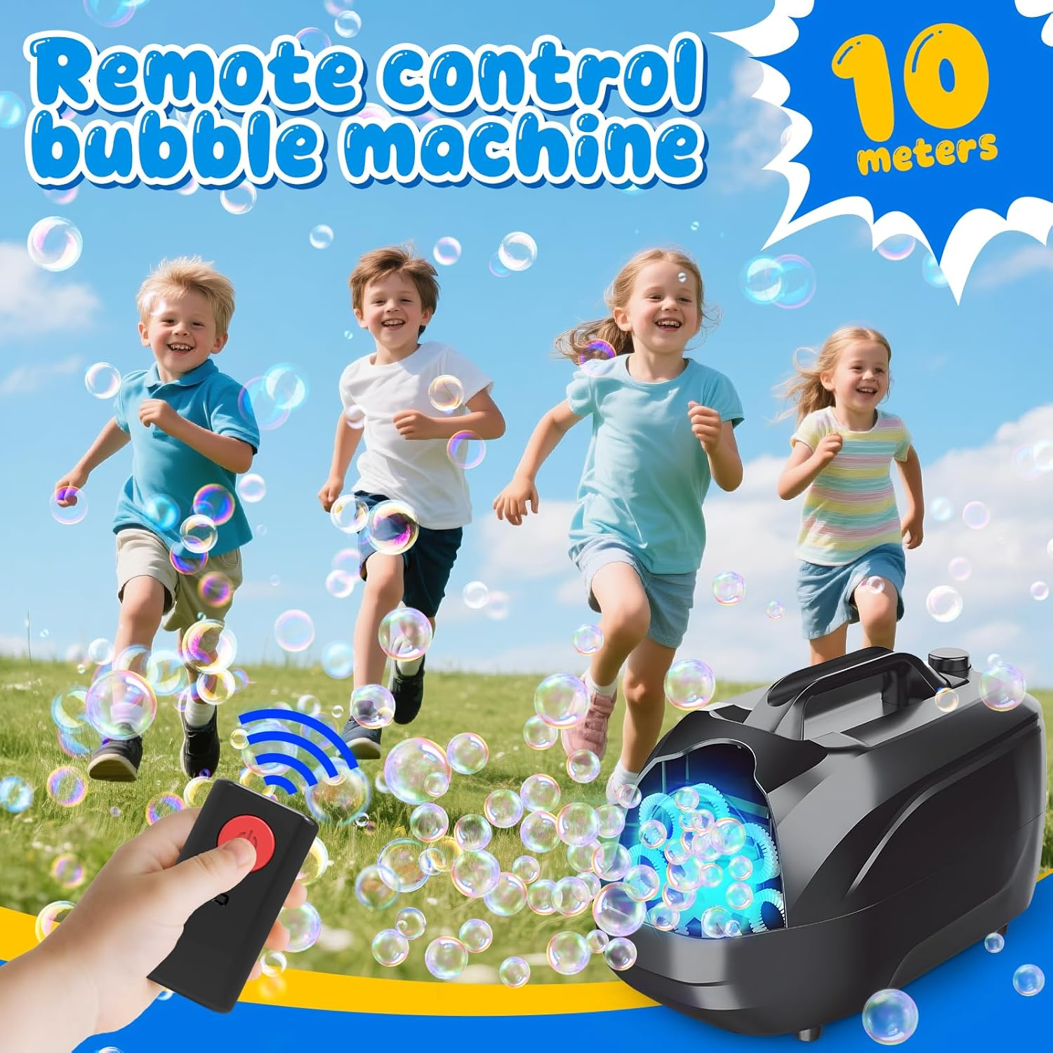 Zynexis Bubble Machine for Kids, Remote Controlled with 2-Speed, Dual Power (Usb/Battery), Large Bubble Blower for Toddlers Adults, Indoor Outdoor Party Wedding, Safe Durable, Gift Ready with Solution image number 3