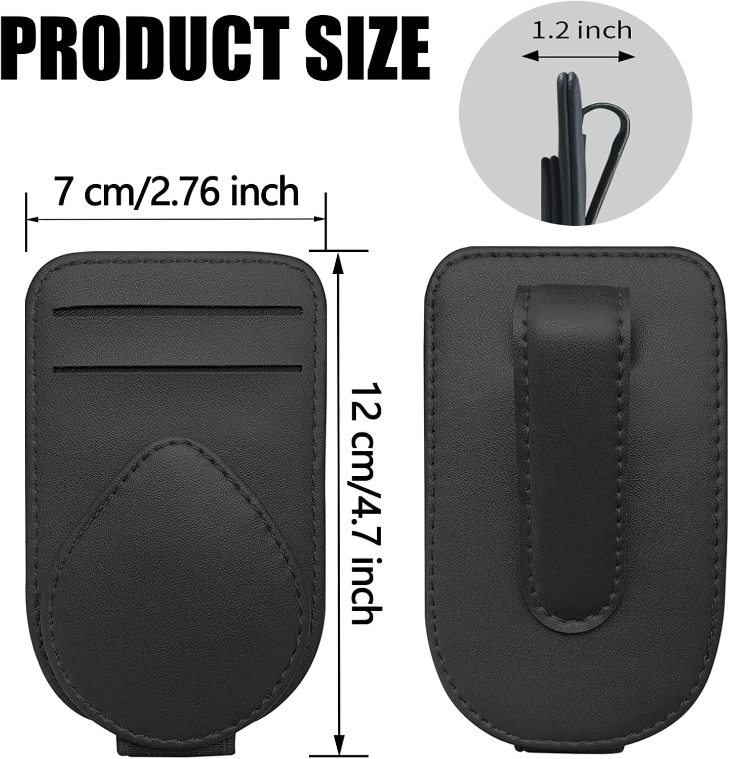 Sunglass and Card Holder for Car Visor, 2 Card Slots Visor Glasses Clip, Strong Magnetic Visor Holder, Visor Accessories for Cars SUV (Black 1Pc) image number 5