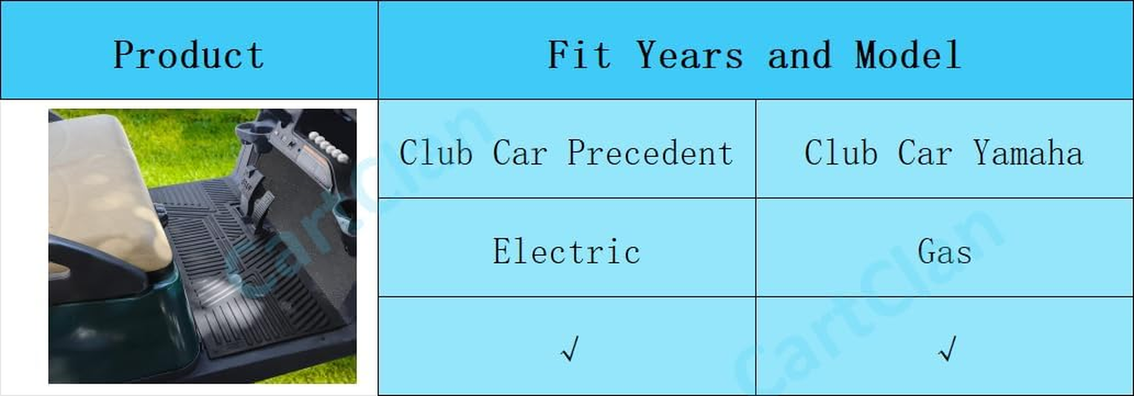 Cartclan Golf Cart Floor Mat Fit Club Car Precedent New and Improved Not Deformed Non-Slip Durable Floor Liner Mat - Black image number 2