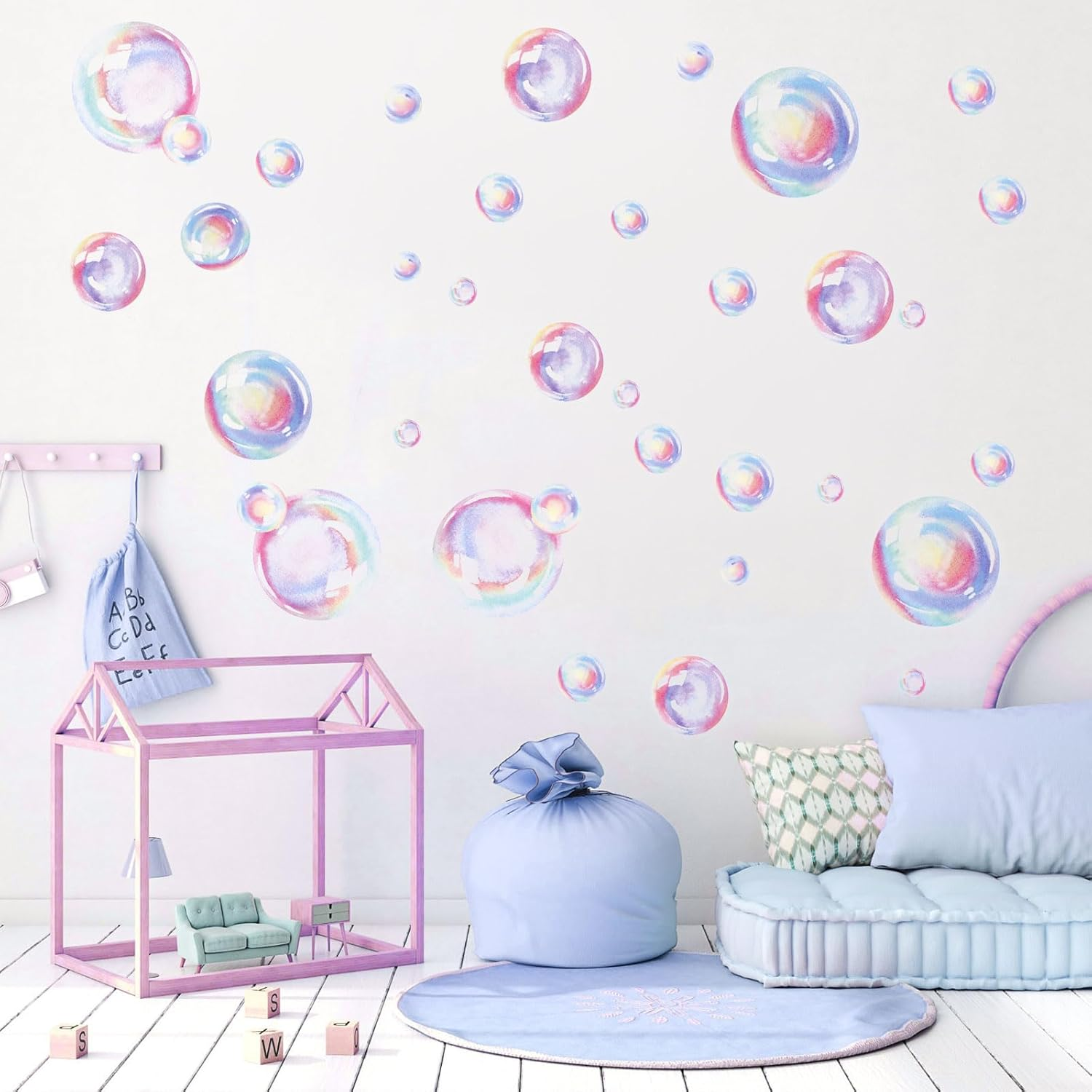 2 Sheets Bubble Wall Decals, Colorful Bubbles Wall Stickers Cutouts Ocean Bubble Wall Stickers under the Sea Birthday Party Decorations for Kids Room Bathroom Wall Mermaid Theme Party