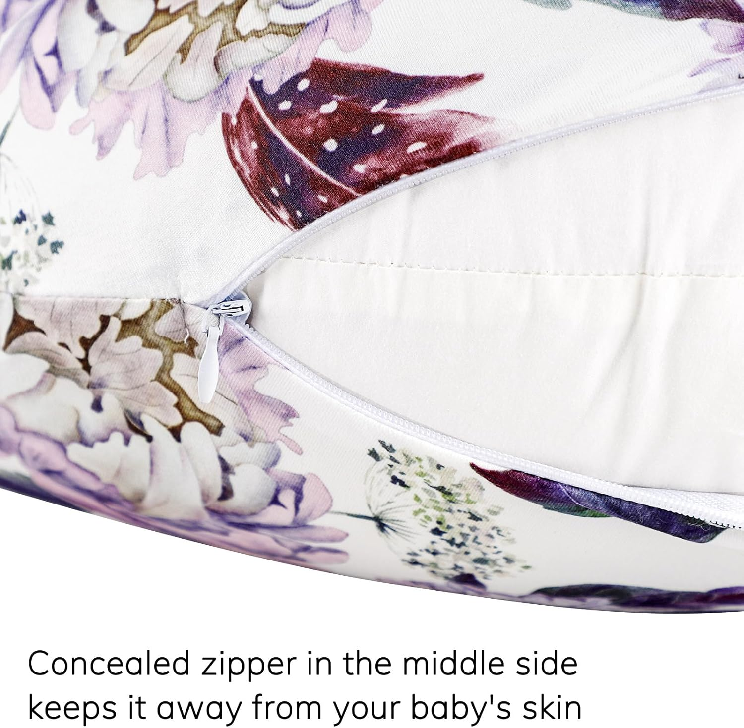 Purple Floral Wisteria Nursing Pillow Cover, Nursing Pillowcase Set for Baby Boy or Baby Girl, Nursing Pillow Slipcover Cushion Cover, Soft Fabric for Snuggling Baby, Suitable for Nursing Pillows image number 2