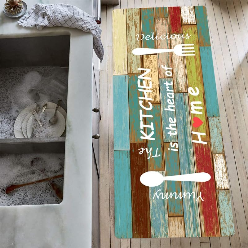Kitchen Rugs and Mats, This Kitchen Is Seasoned with Love Kitchen Mats Set of 2, Kitchen Rug Set Non-Skid Washable, 50Cm X 80Cm + 50Cm X 120Cm (Multicolor, 50Cm X 80Cm + 50Cm X 120Cm) - Multicolor image number 2