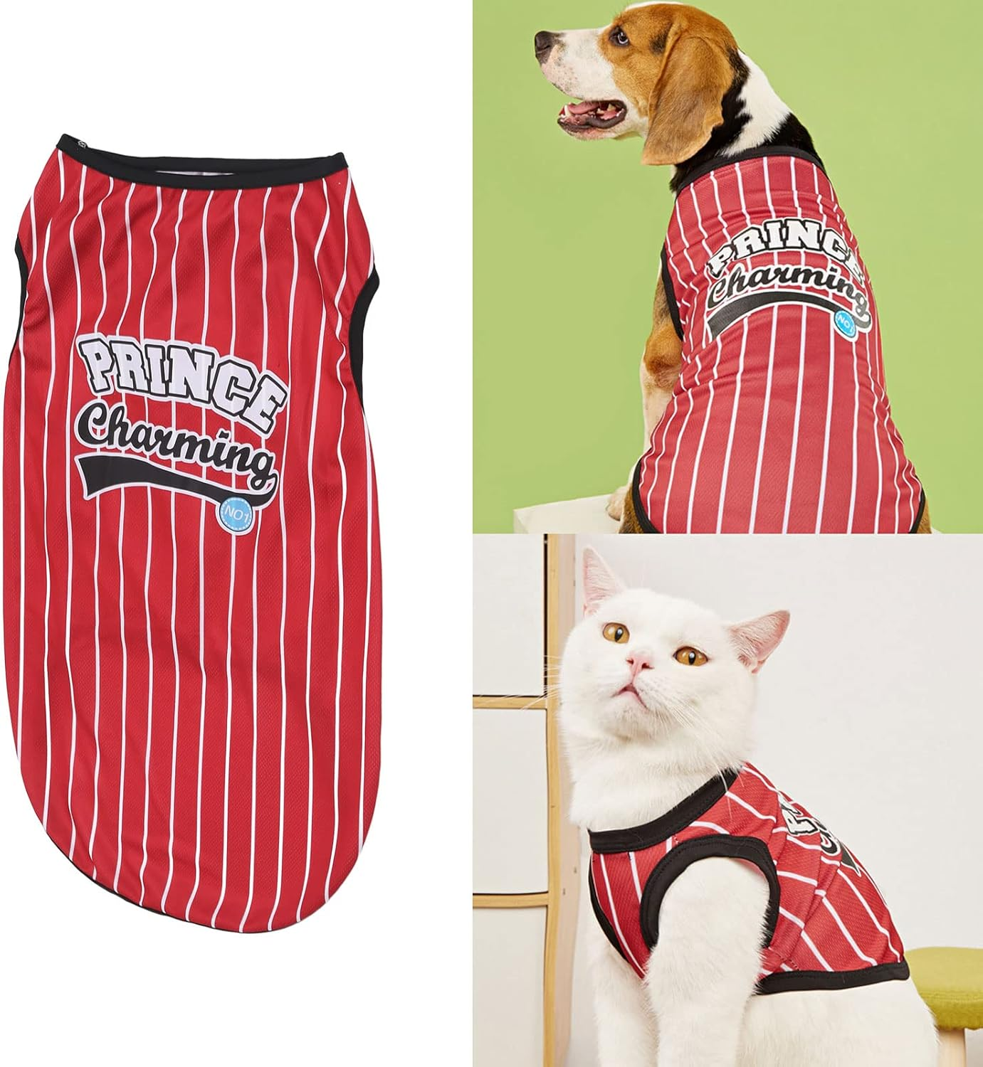 Pet Vertical Stripes Vest, Classic Loose Prevent Sunburn Avoid Hair Loss Dog Shirts, Pet Printed Clothes Dog Outfit Soft Dog Sweatshirt Pet Clothes for Pet Dogs Cats (S) image number 7