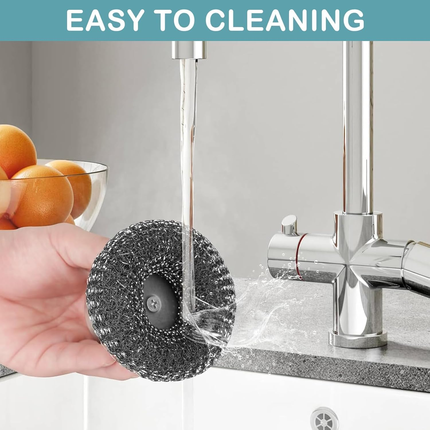 2Pack Stainless Steel Scrubber with 2 Replacement Wire Pads, Steel Wool Scrubber with Stainless Steel Handle, for Cleaning Dishes, Cast Iron, Stock Pots, Pans, Griddles, Grills image number 3