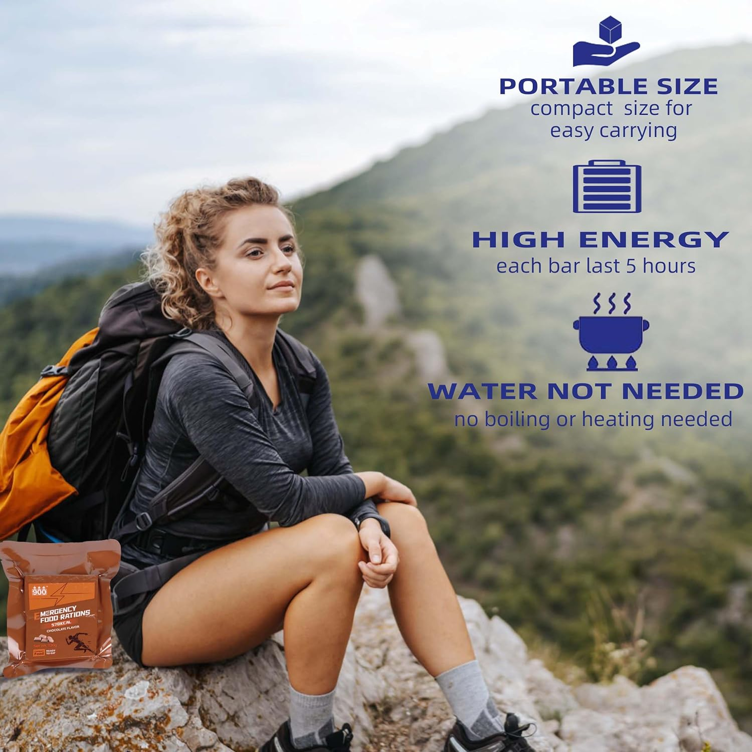 Emergency Food Bars - Chocolate Hardtack, Mre Meals Military 2025, Long Shelf Life, Emergency Meals Ration Bars, for Disaster Preparedness, 12 Count