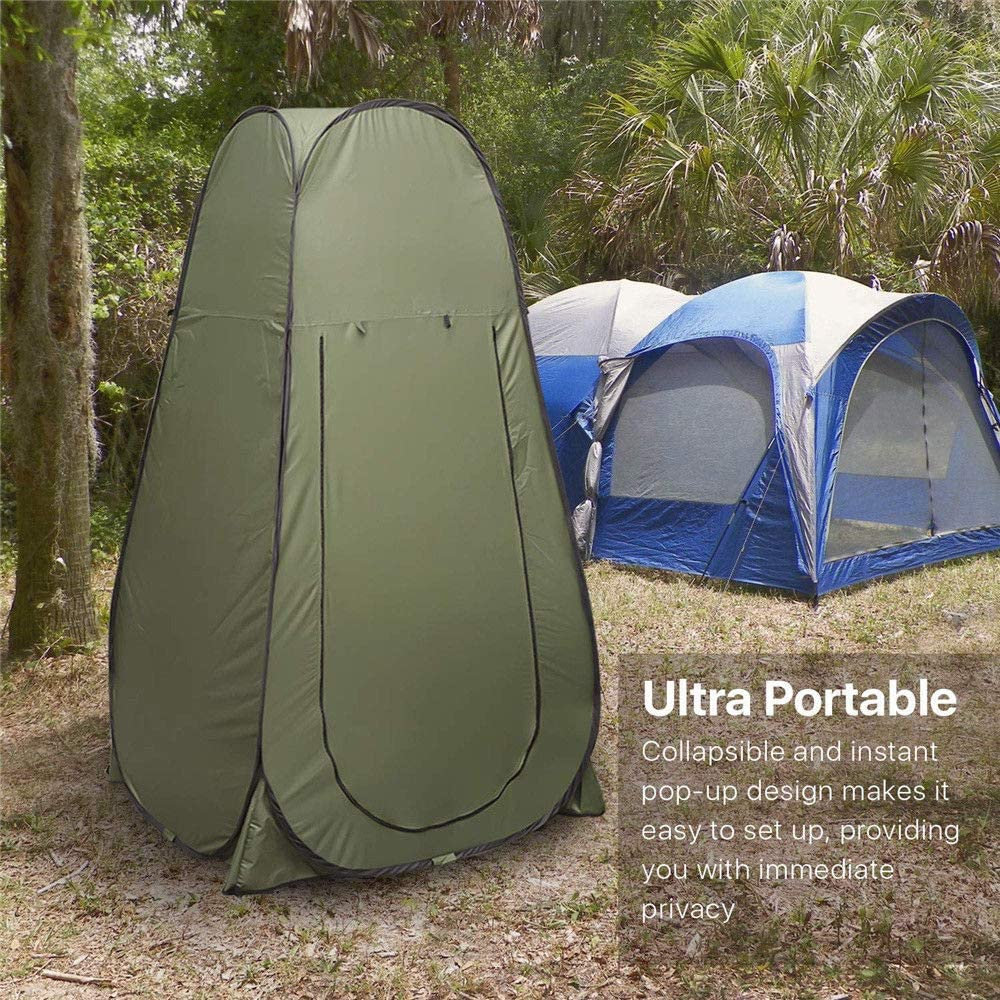 Camping Tent Outdoor Portable Folding Toilet Camping Shower Tent Pop up Change Room Potty Bag - Green Tent image number 5