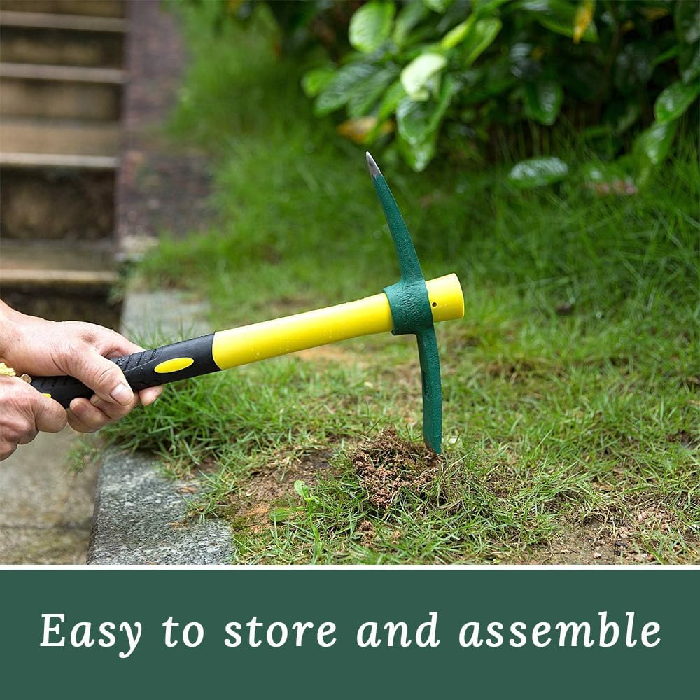 GUDAJIN 2 Pieces Solid Pickaxe, Forged Garden Pick, Weeding Pickaxe with Heavy Duty Rubber Handle for Weeding, Digging, Loosening Soil, Gardening, Camping or Prospecting image number 3