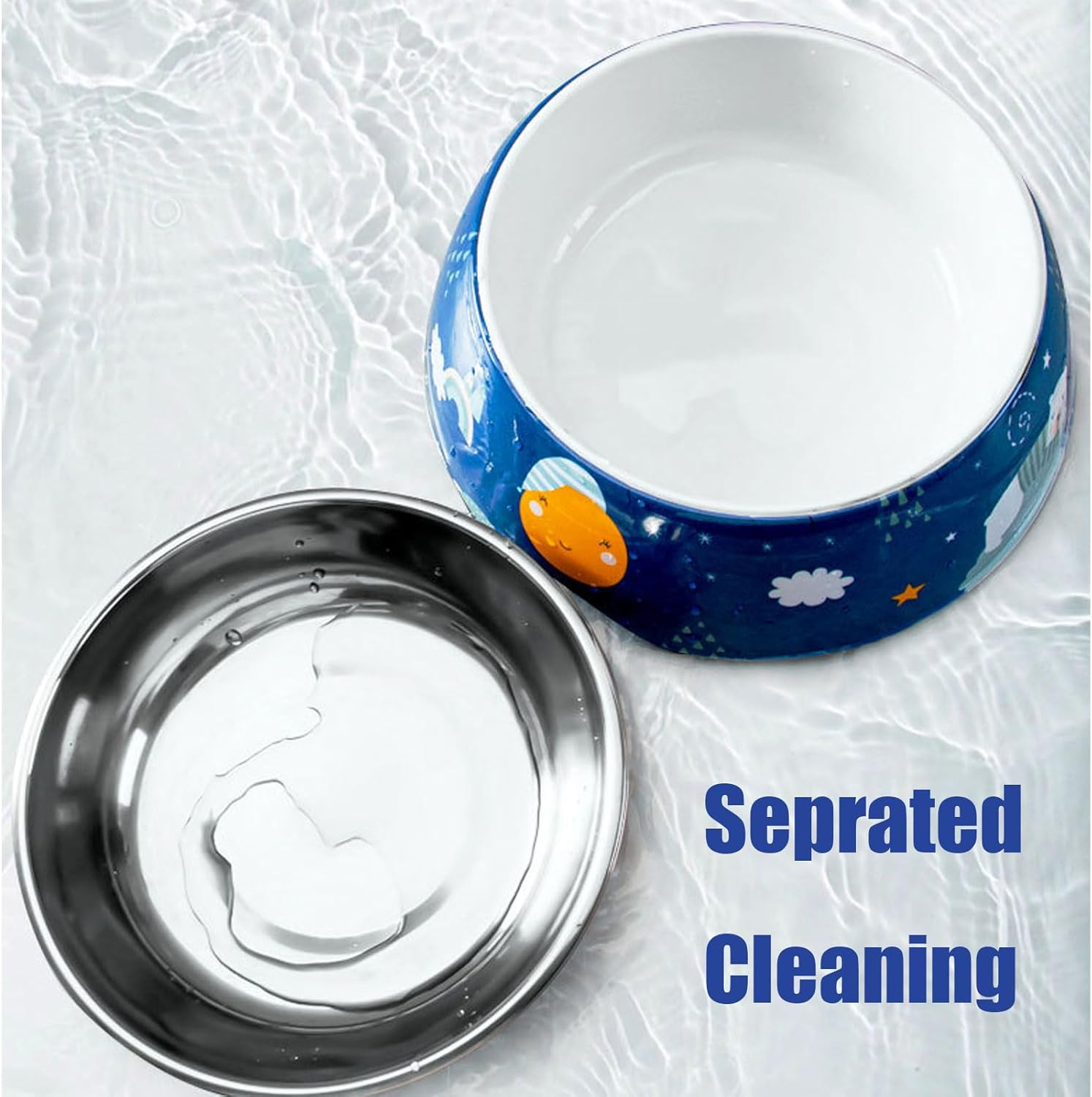 Stainless Steel Dog Bowl Large Dog Feeding Bowls Watering and Feeding Bowls 2 in 1 Bowl for Dogs(Yellow) image number 1