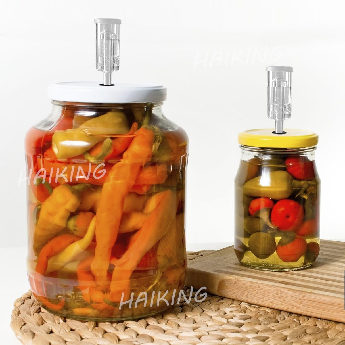 HAIKING Airlock Grommet Fermentation Lid, 50 Packs Fermenter Lid Airlock Grommet for Mason Jars, Straws, Airlock, Beer, Wine (Black) image number 3