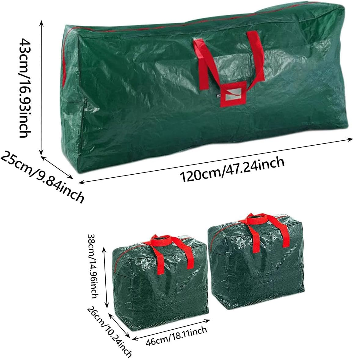 Perfk 3Pcs Christmas Tree Bag Laundry Bag Portable Artificial Xmas Tree Container Christmas Wreath Storage Bag for Holiday Clothes image number 5