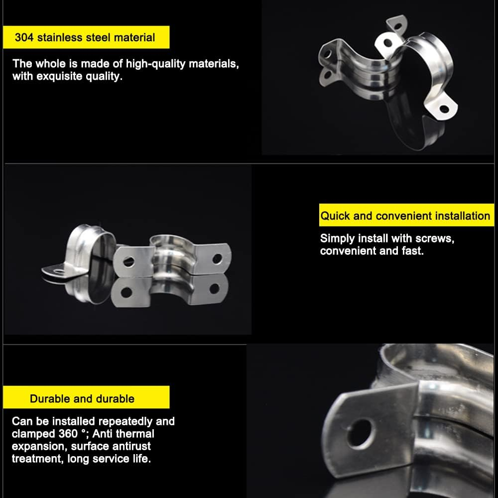 90Mm Pipe Strap Clamps, 10 Pcs 304 Stainless Steel Pipe Holder Brackets, Saddle U Shaped Tube Clips for Ducting Plumber Water Pipe image number 2