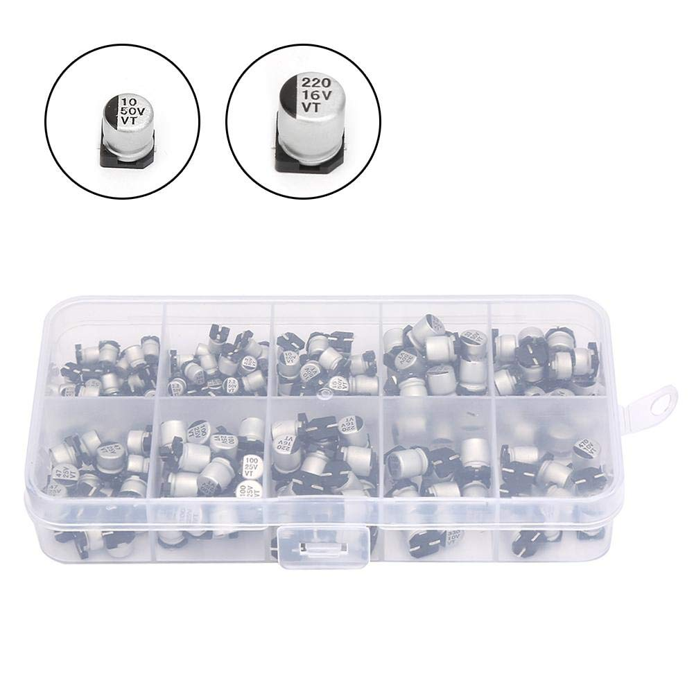 Fasient 200PCS 10 Values SMD round Surface Mount Capacitor Set 1Uf~470Uf 10-50V Integrated Circuits Application image number 5