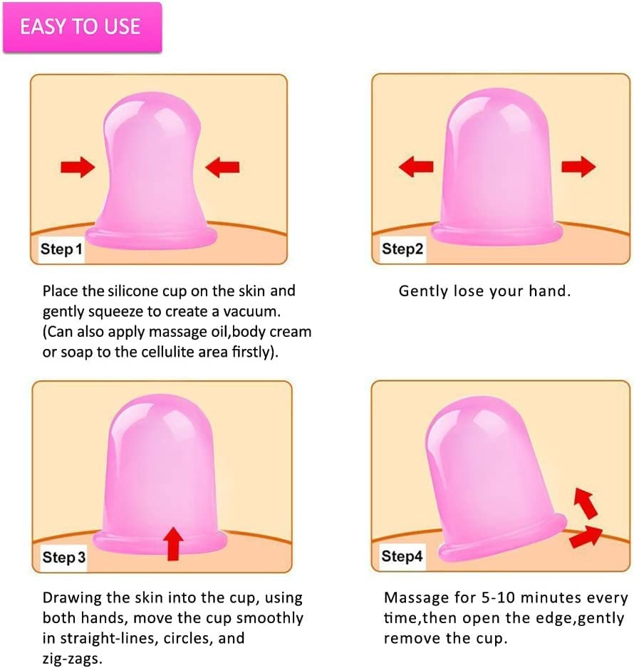 Cupping Therapy Sets 7Pcs Silicone anti Cellulite Cup Vacuum Suction Massage Cups Facial Cupping Sets Body and Face Massager for Adults Home Use (Pink) image number 3