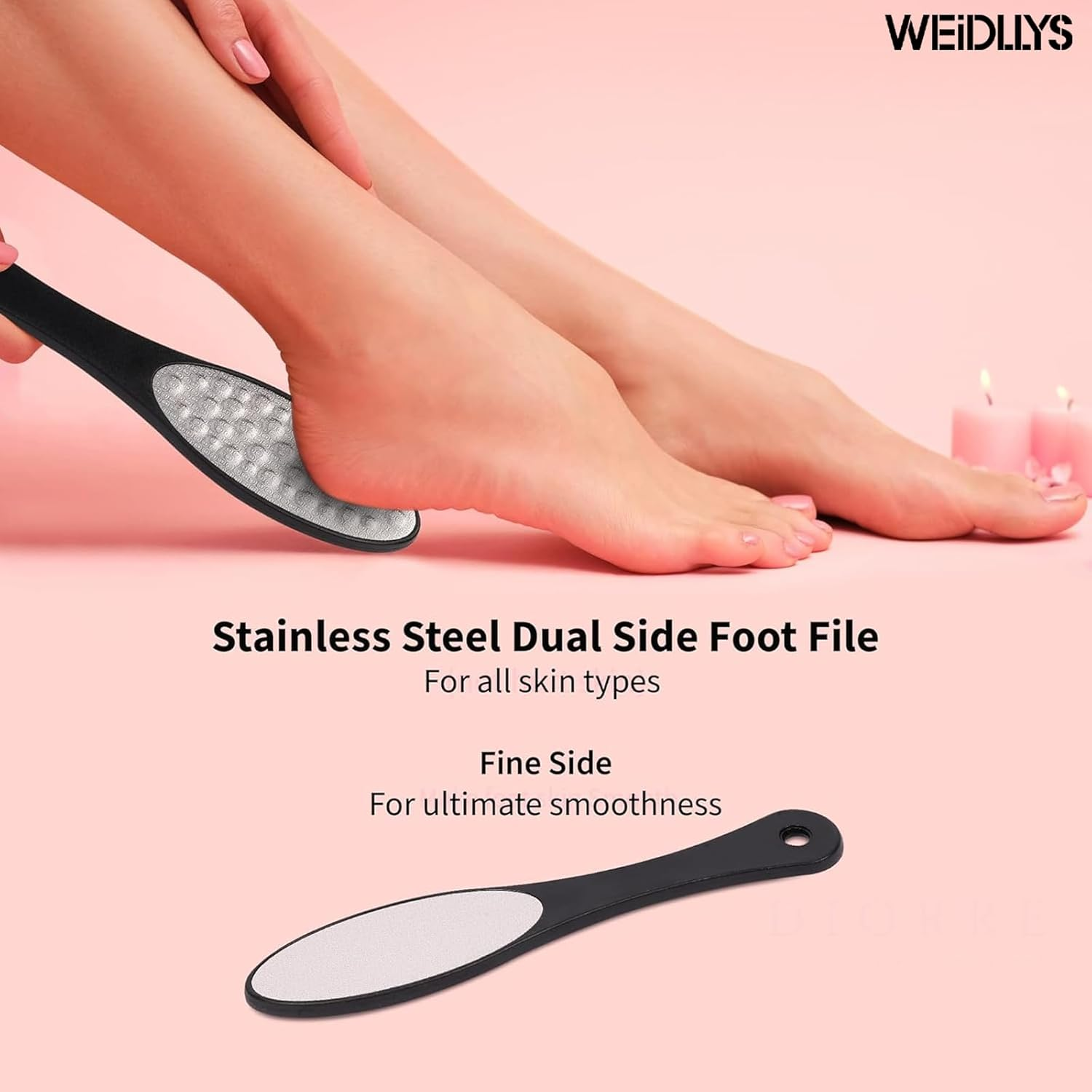 Weidllys Professional Foot Scrubber for Hard Skin - Pack 3 Pedicure Foot File, Foot Scraper & Callus Remover for Feet Leaving Soft & Smooth Heels