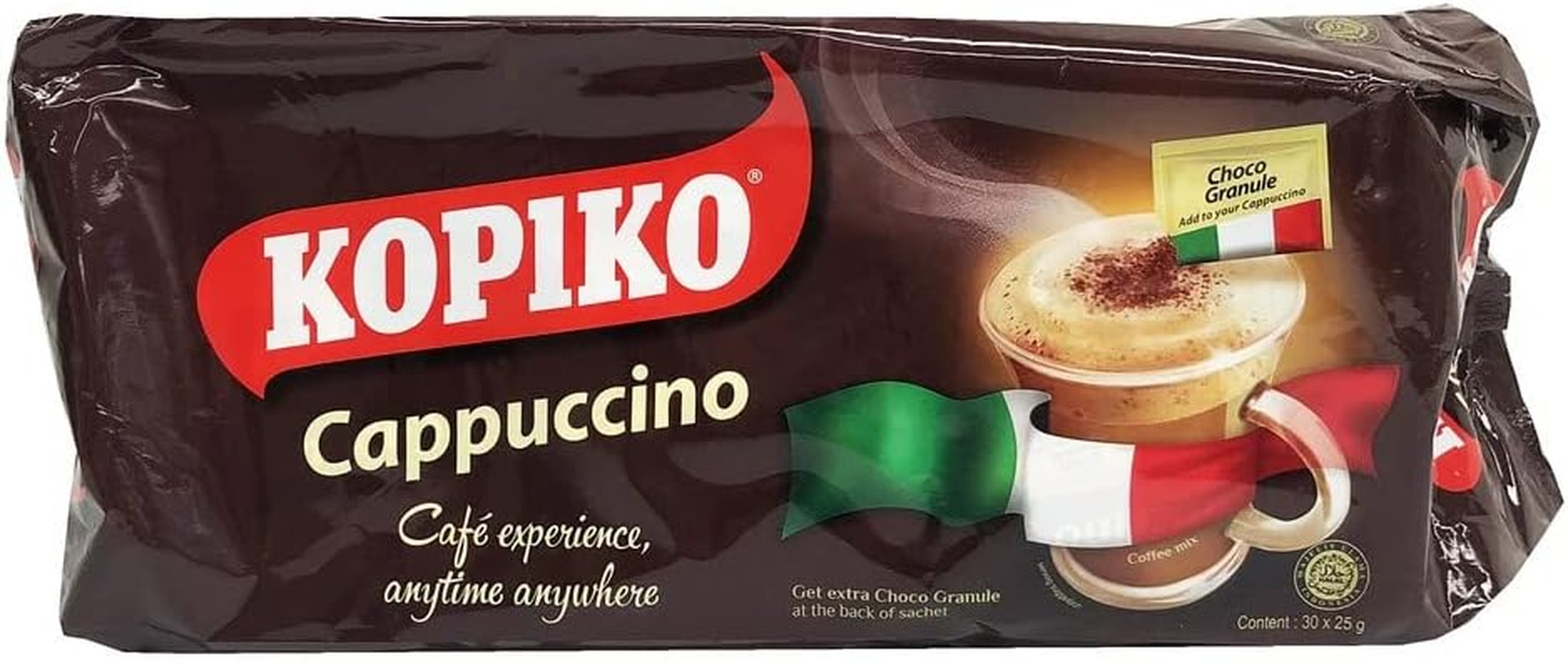 Kopiko Cappuccino Coffee Mix with Choco Granule 25 G, 30 Sachets