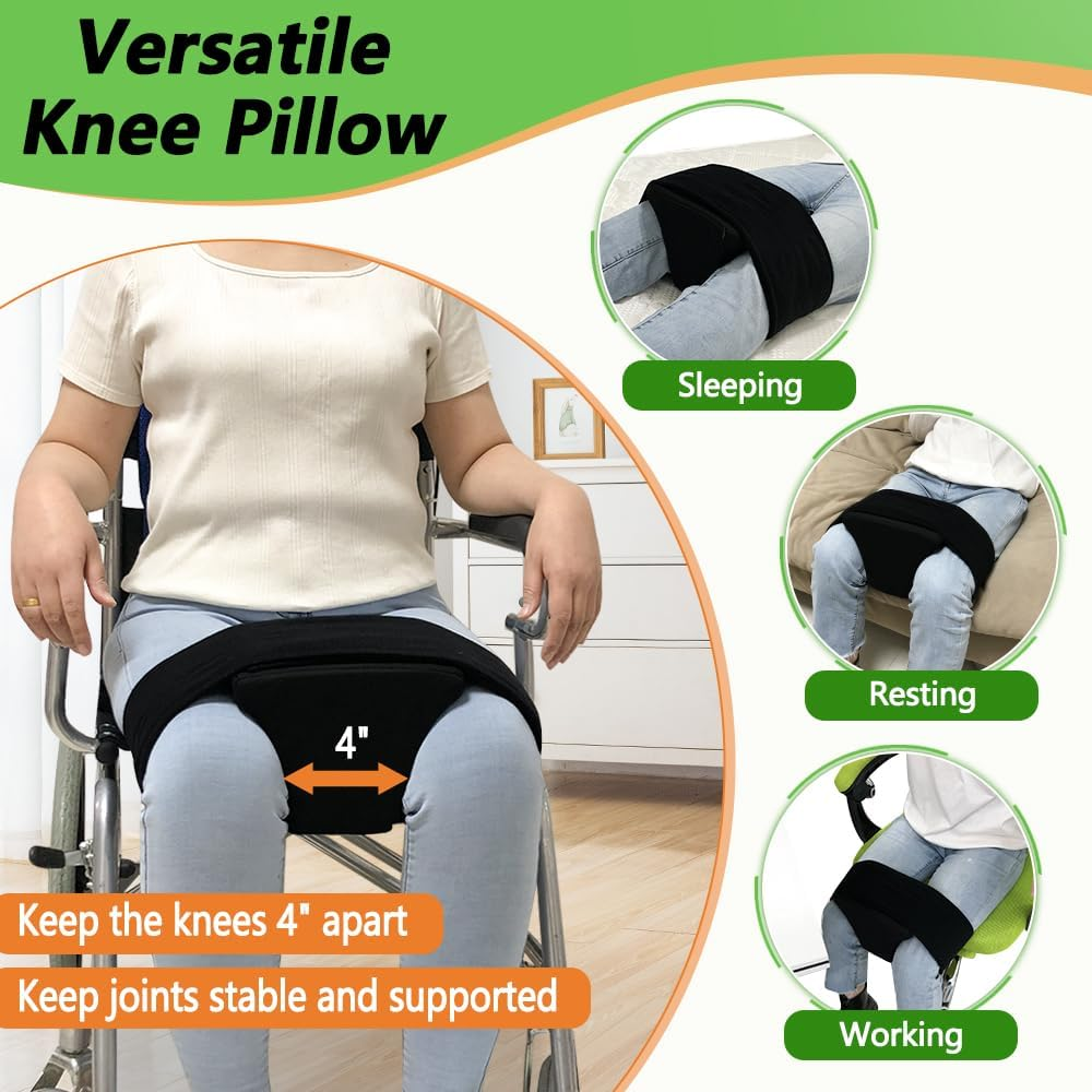 Mybow Abduction Wedge, Knee Separator Pillow for Hip Replacement Surgery, Contoured Foam Orthopedic Knee Pillow with Strap, Leg Separator Small Pillow between Knees for Sleeping, Sciatica Pain Relief image number 1