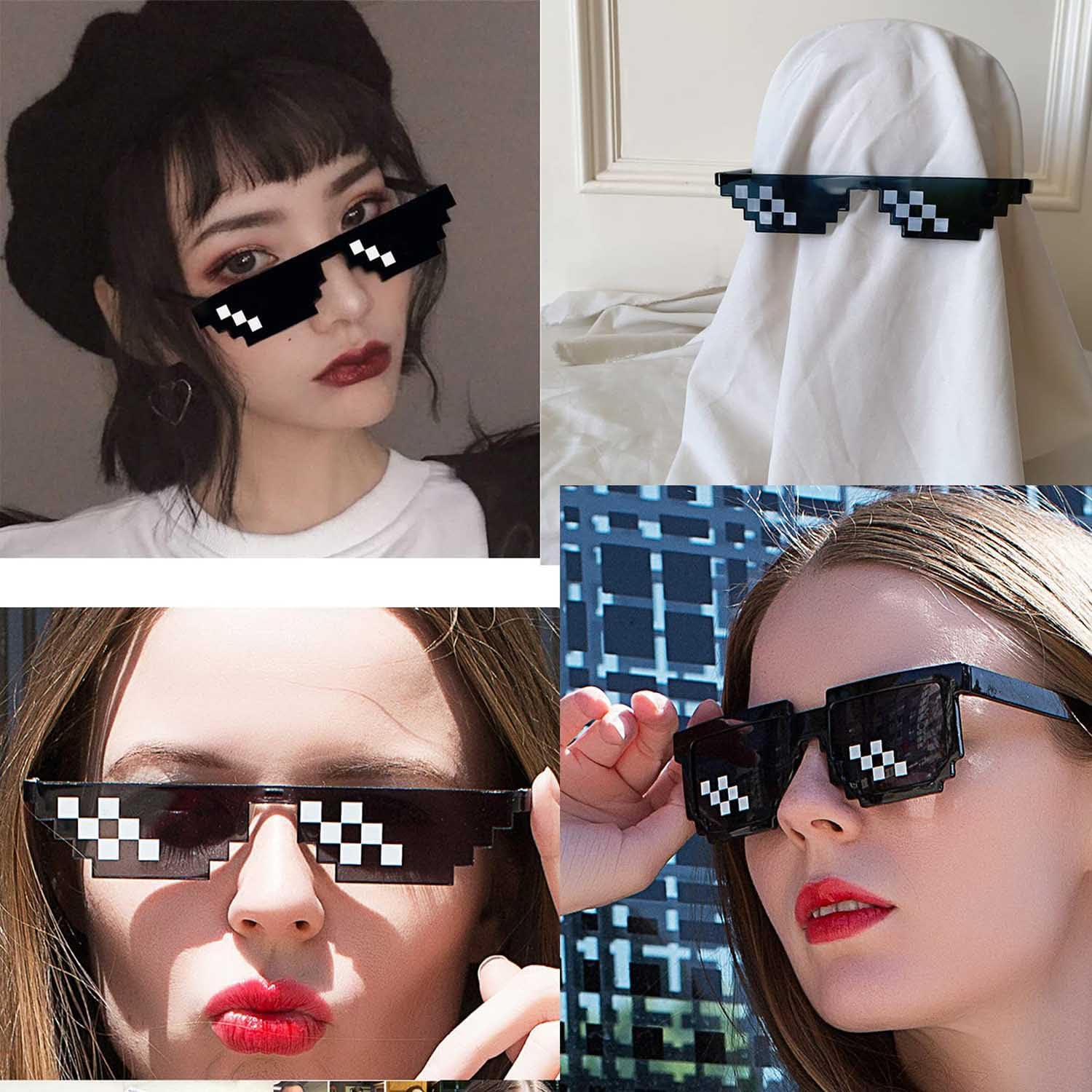 QYINXIU 3 Pack Thug Life Sunglasses, Men Women Kids Pixel Mosaic Glasses, MLG Shades for Photo Props or Halloween Party image number 6