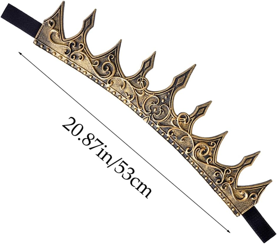 OJIOUI 1Pcs King Crown Props Adjustable Royal Crown Medieval King Costume Accessories for Halloween Cosplay image number 5