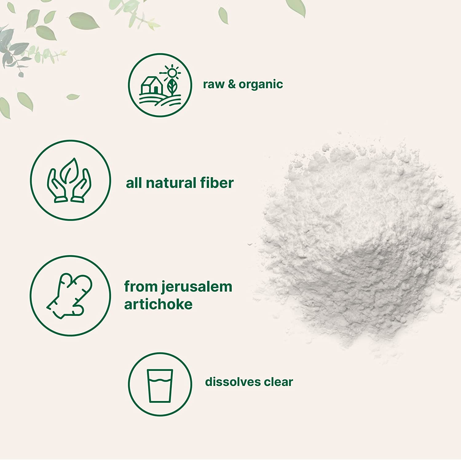 Organic Inulin FOS Powder (From Jerusalem Artichoke), 1KG (35 Ounce), Prebiotic Intestinal Support, Colon and Gut Health, Natural Water Soluble Fibers for Smoothie and Drinks, No Gmos & Vegan Friendly image number 2