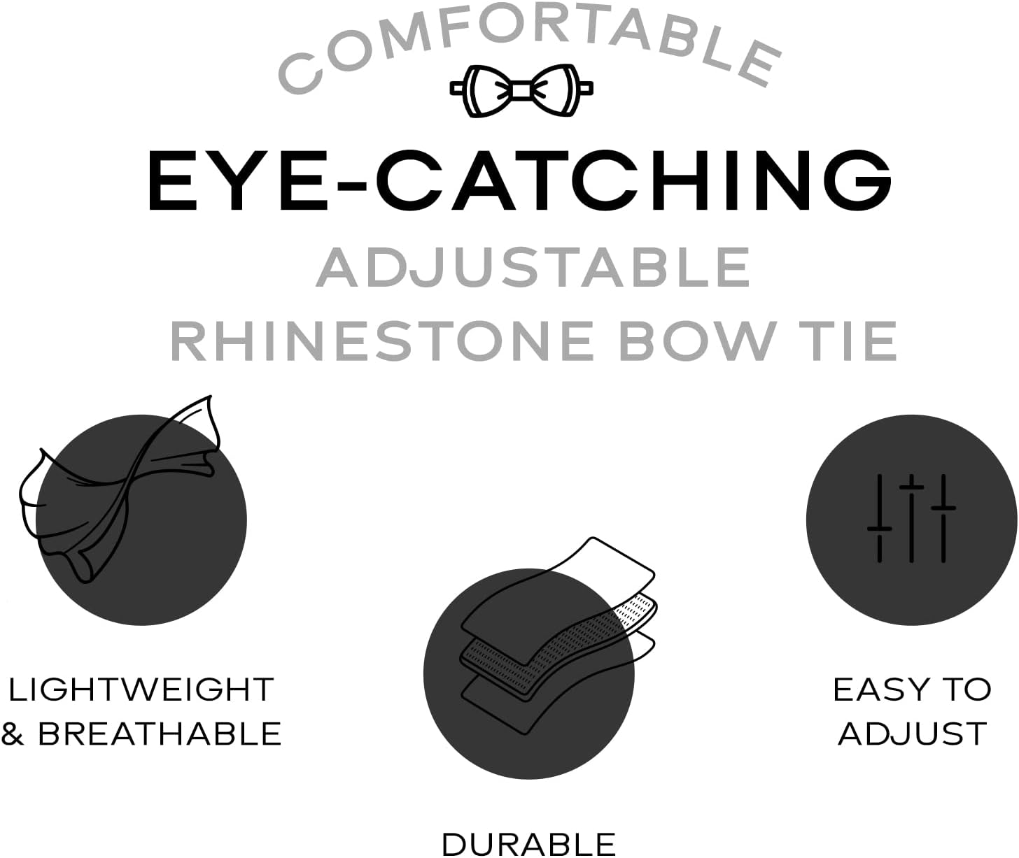 Black Rhinestone Bowtie for Men - Pre Tied Sequin Bowties with Adjustable Length image number 2