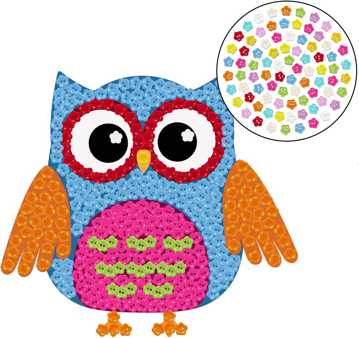 BEZANU Resin Buttons, 100 PCS Colorful Flower Shape Craft Buttons for Craft Project, Clothes Sewing (About 15Mm/0.59In)