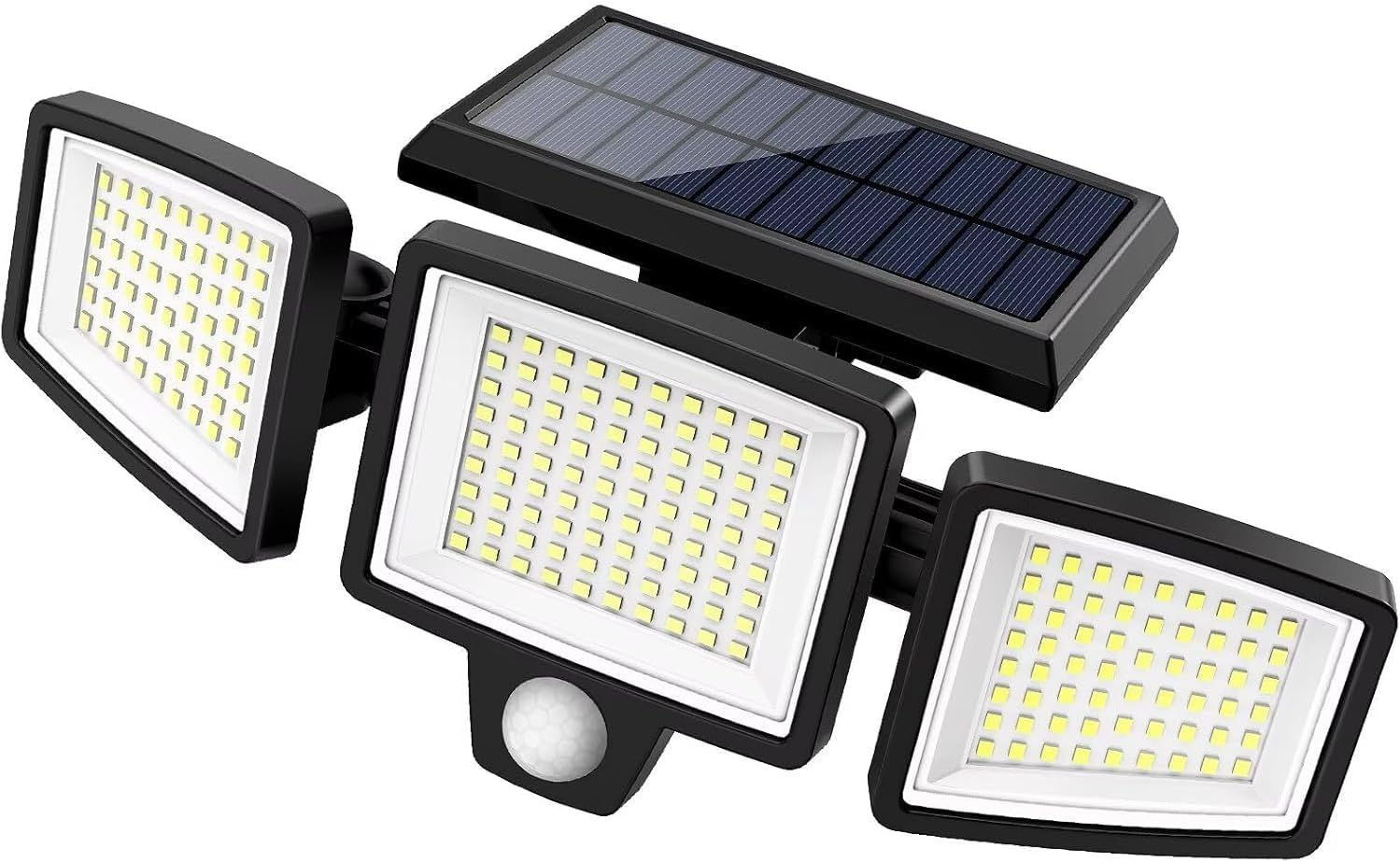 Solar Motion Sensor Light, 208 Leds Security Light, 3 Heads Motion Sensor Lights, IP65 Waterproof, 210&deg; Wide Angle Flood Wall Lights (208 Leds) (208 LED) image number 4