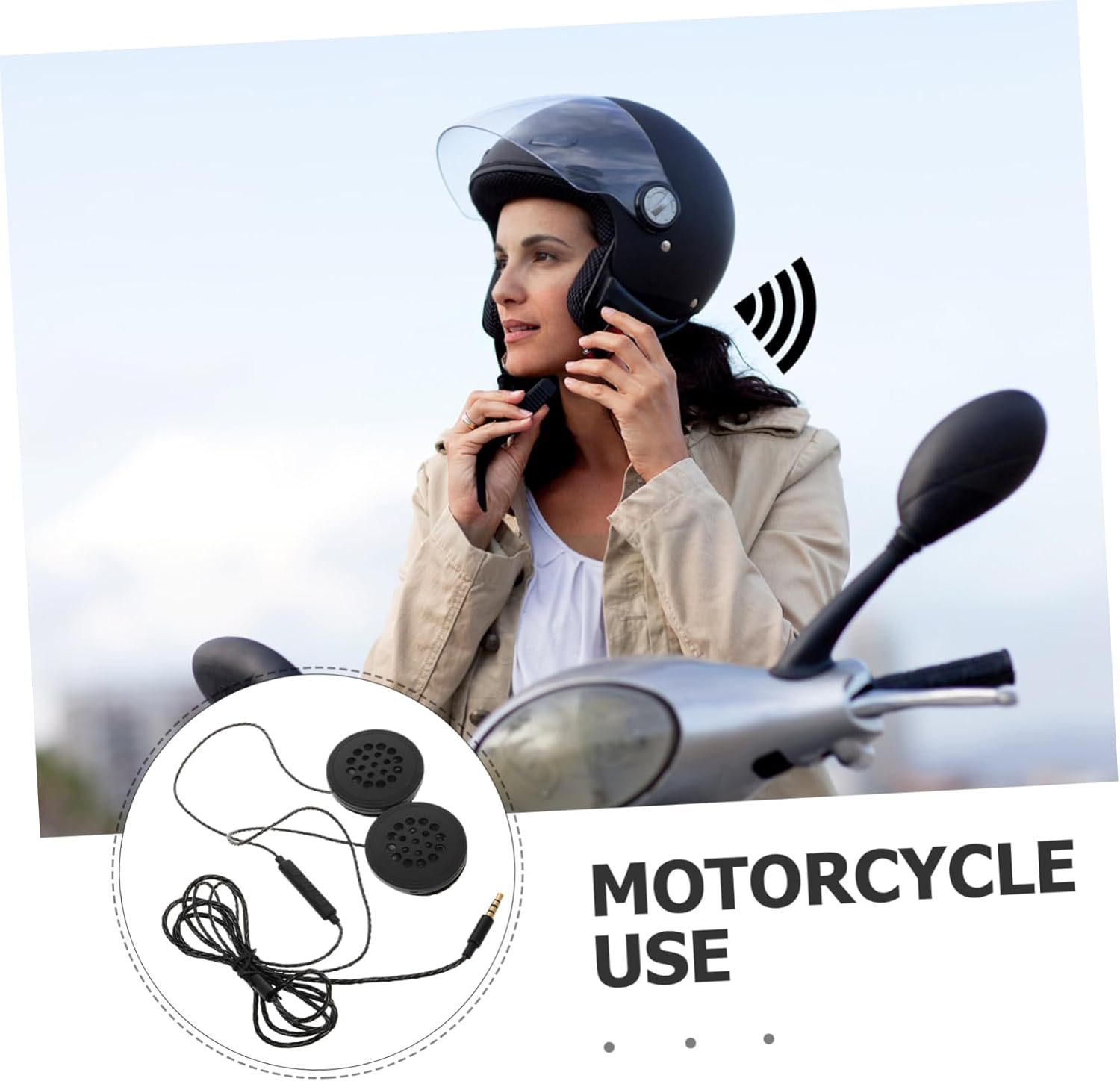 Operitacx Motorcycle Helmet Headset with 3.5Mm Wired Mic and High Fidelity Speakers for Outdoor Sports Music and Communication Compatible with Hardhat Accessories image number 6