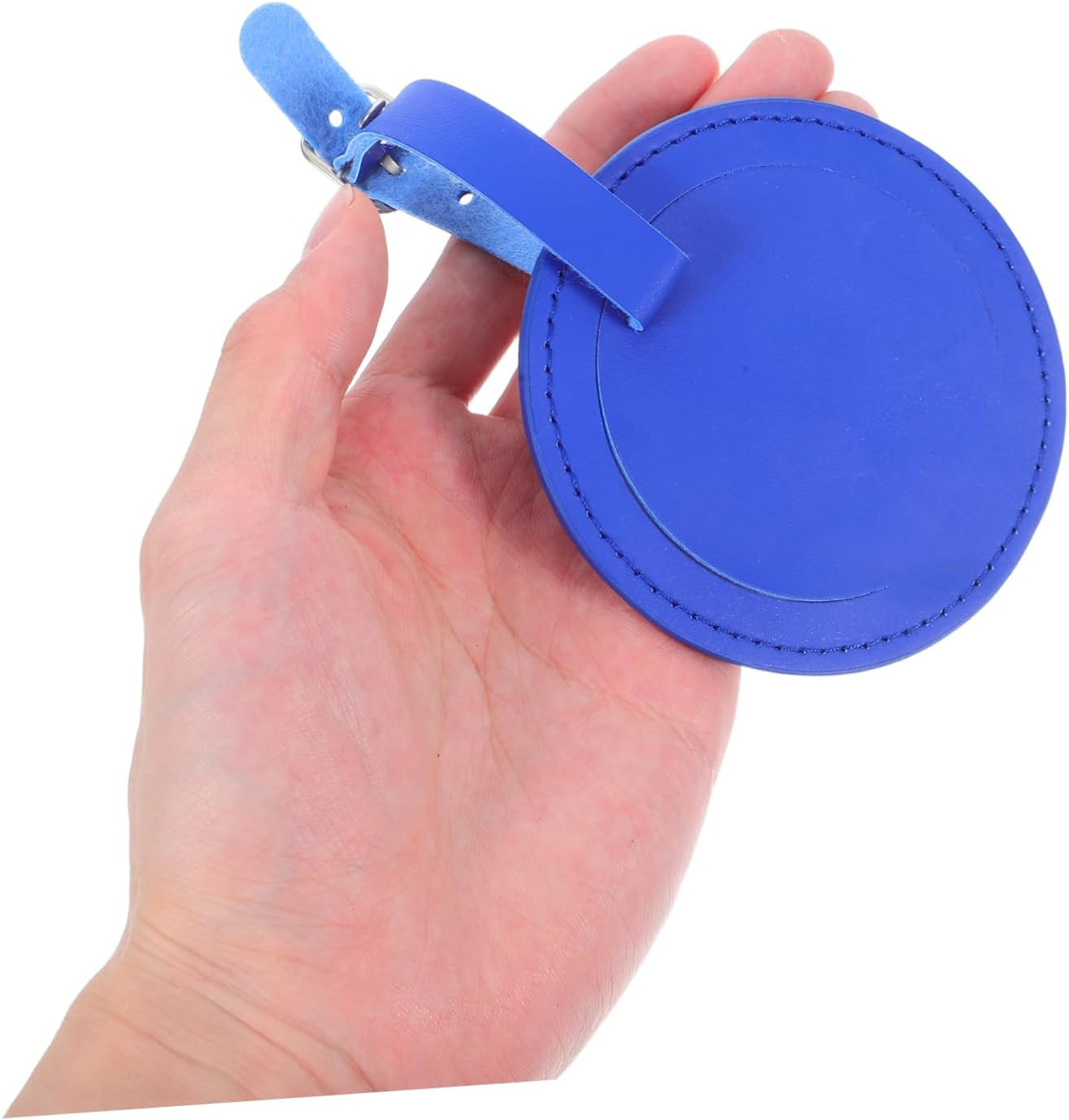 TOGEVAL 4Pcs Orange Luggage Tags round Leather Travel Tags Address Card for Suitcases image number 4