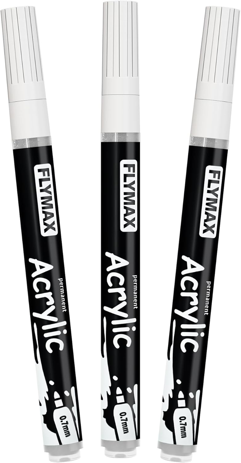 White Marker Paint Pens 0.7Mm- Permanent Marker Pens White Acrylic Paint Water-Based Fine Tip Waterproof Quick-Drying (3 in 1Pack) image number 4