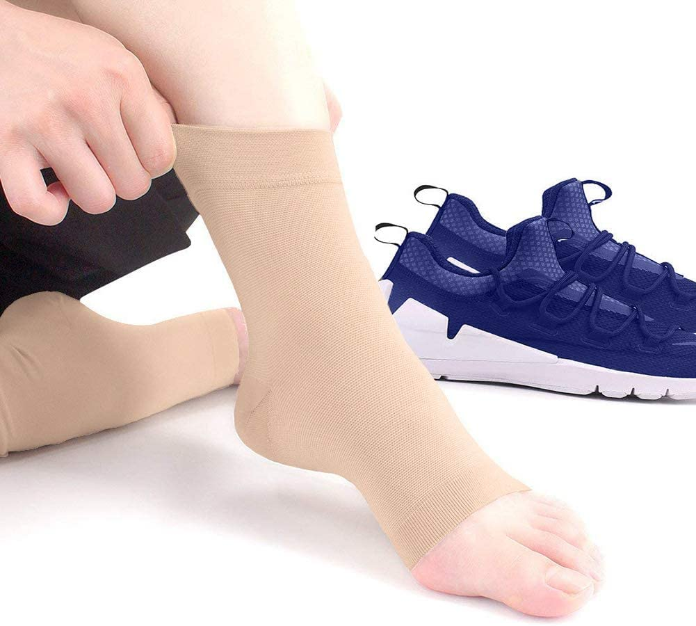 SPOTBRACE 1 Pair Ankle Brace, 30-40Mmhg Medical Compression Brace Elastic Thin Foot Support, Nano Socks for Women and Men, Toeless Compression Arch Sleeve for Swelling, Achilles Tendonitis, Plantar Fasciitis and Sprained