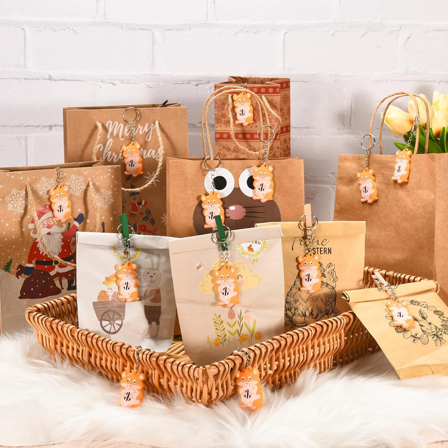 Imagitek 24 Pack Hamster Party Keychains Keyrings for Guinea Pig Themed Party Favors, Kids Birthday Party Bag Fillers, Baby Shower Return Gifts image number 4