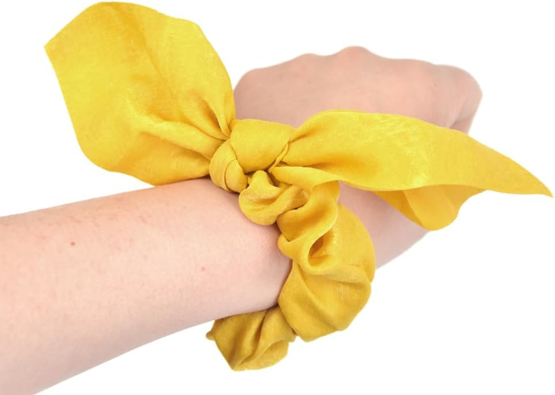 5 Colors Bow Hair Scrunchies Elastic Hair Ties Ponytail Holder Scrunchies with Bow Accessories for Women image number 4