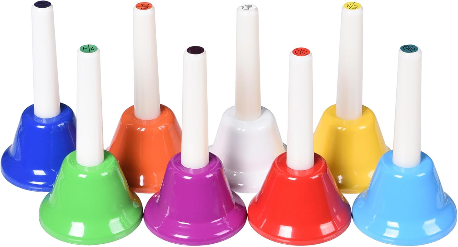 8 Note Hand Bells for Kids Adults, Colorful Merry Handbells Set Musical Instruments image number 1