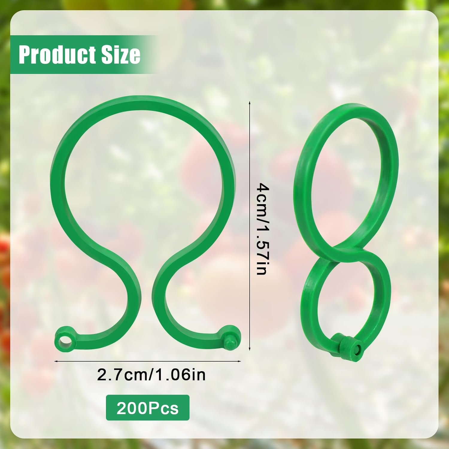 Hysagtek Pack of 200 Plant Clips for Supporting and Attaching Plants, Plant Clips, Trellis for Garden, Plants, Vegetable Fruit, Climbing Plants (Green) image number 5