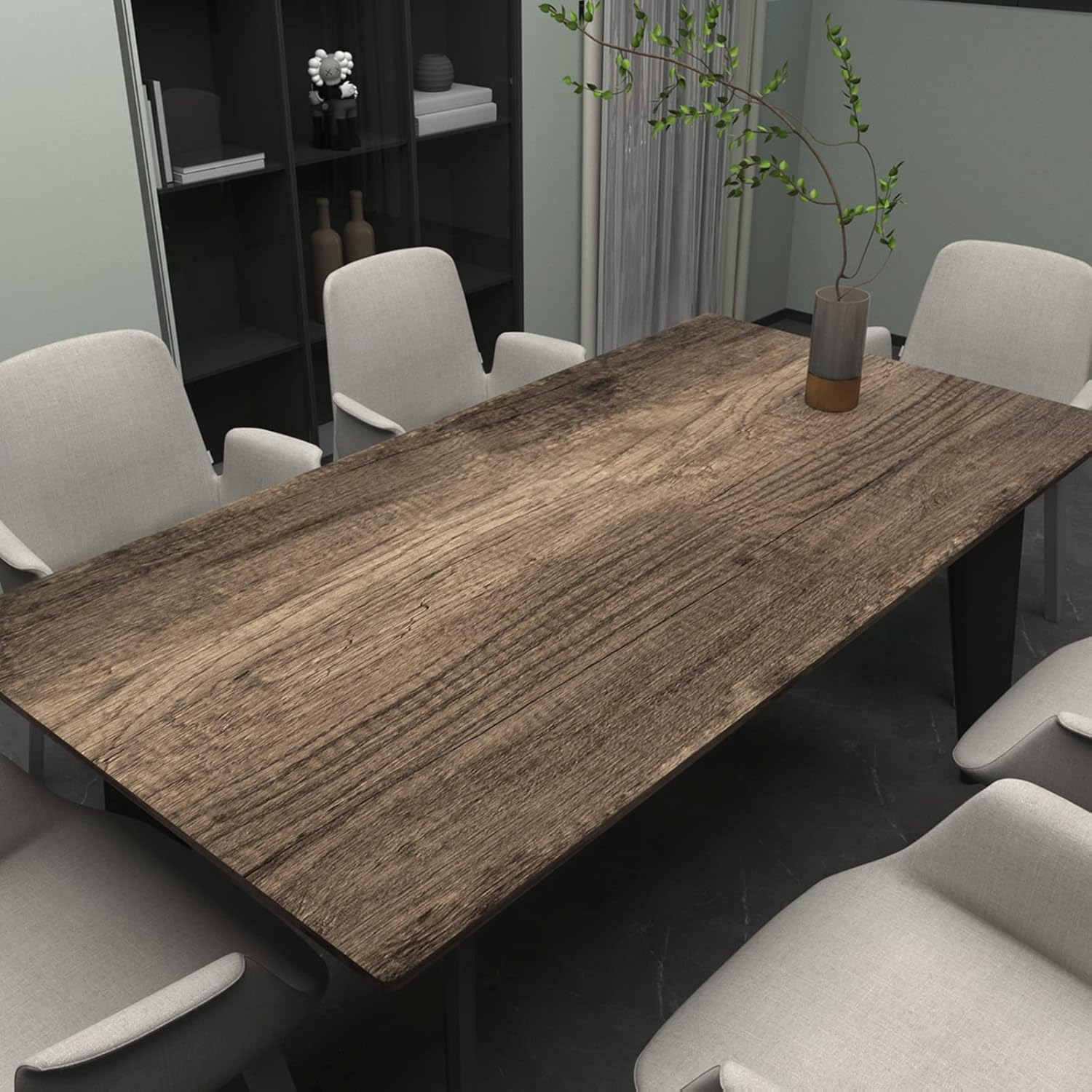 TOTIO Dark Grey Vintage Wood Grain Wallpaper, 60 Cm X 5 M, Self-Adhesive, Waterproof, Removable image number 3