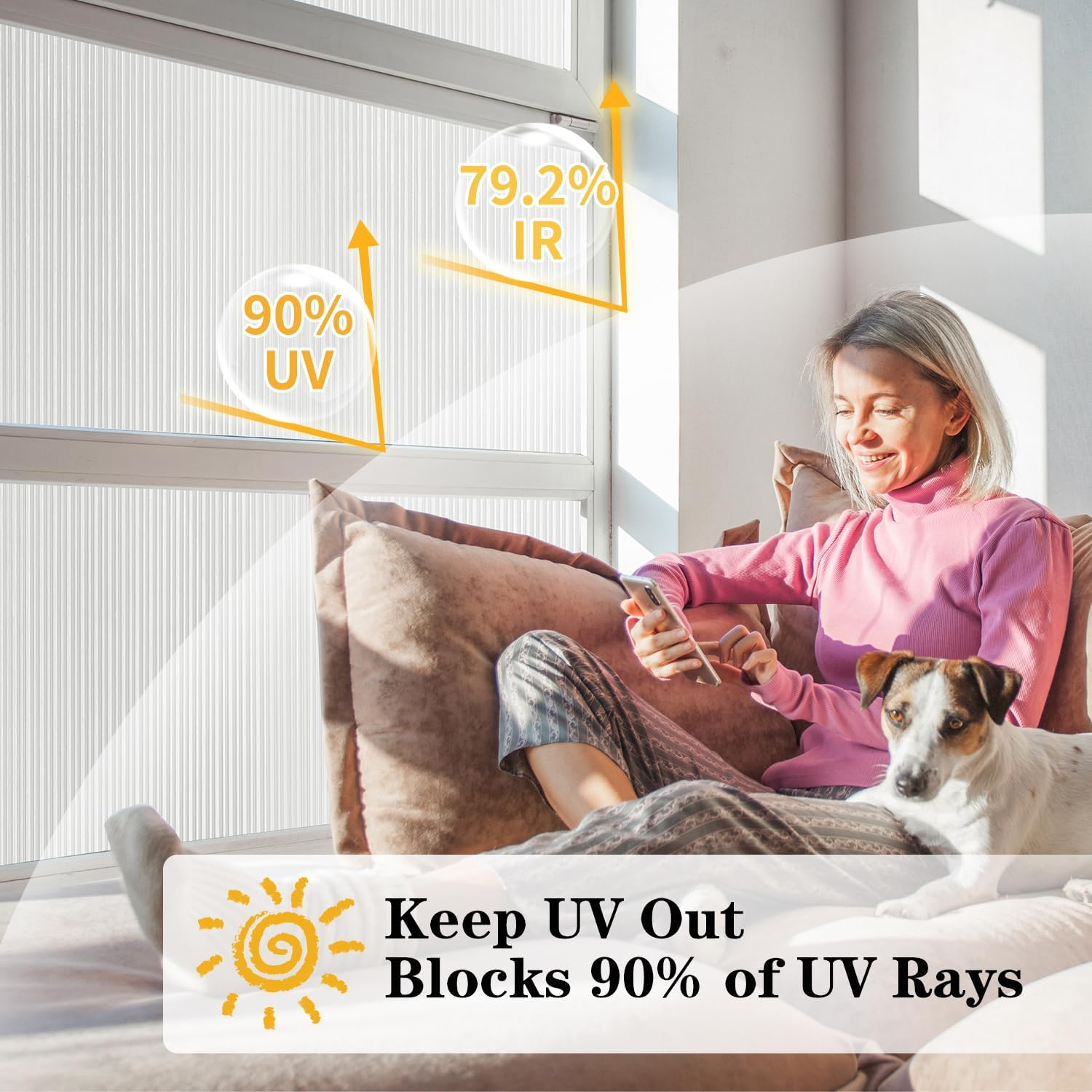 Sevenpers Opaque Film Privacy without Glue Vinyl anti UV Static Cling No Glue Window Sticker Cover with Installation Kit 44.5 X 400Cm image number 2