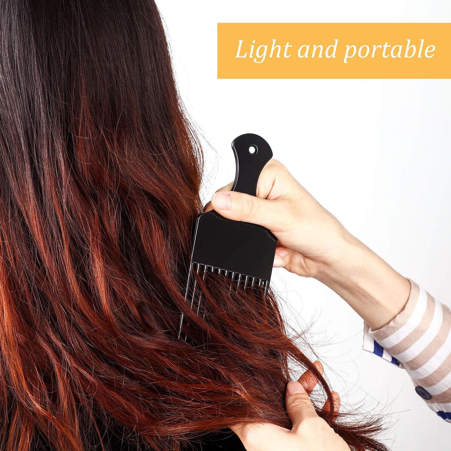 6 Pieces Smooth Plastic Afro Hair Combs, 6.5 Inch Natural Curly Hair Styling Tool (Black) image number 4