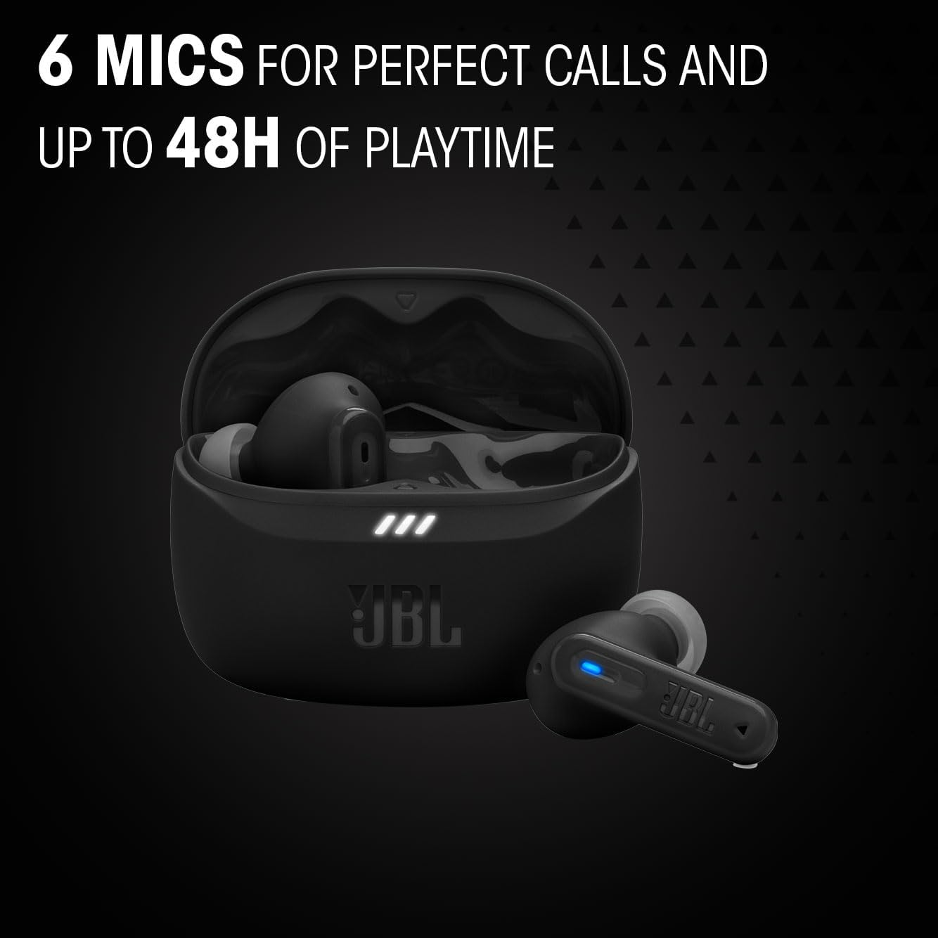 JBL Tune Beam 2 Wireless Bluetooth In-Ear Headphones with Noise Cancelling, 48 Hours Playback Time, IP54 Water and Dust Proof, Multipoint Connection, Ergonomic Design, Ghost Black image number 6