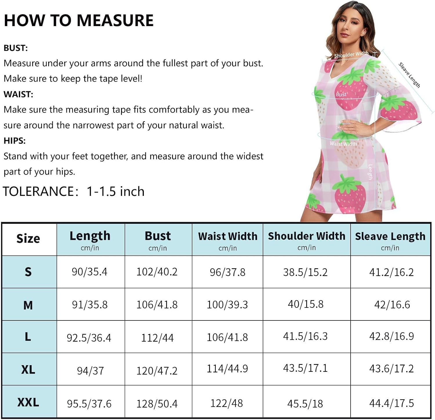 Cute Strawberries Pink V Line Dress 3/4 Sleeve Maternity Dress Party S-XXL image number 2